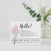 Carte Postale Faire-part Real Estate Agent HELLO Spring checklist (Debout devant)