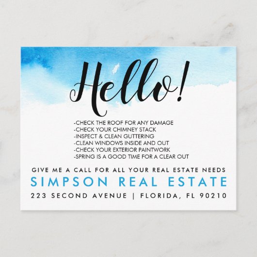 Carte Postale Faire-part Real Estate Agent HELLO Spring checklist (Devant)
