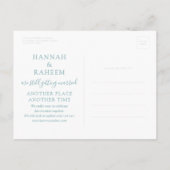 Carte Postale Faire-part Réannonce drôle de mariage sur la plage à une date (Dos)