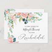 Carte Postale Faire-part Réception de bébé reprogrammée Floral rose pâle (Devant / Derrière)