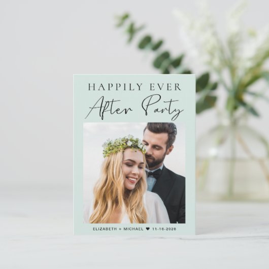 Carte Postale Faire-part Réception De Mariage Chic Photo Mint (Debout devant)