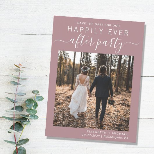 Carte Postale Faire-part Réception de mariage Dusty Rose Enregistrer la dat