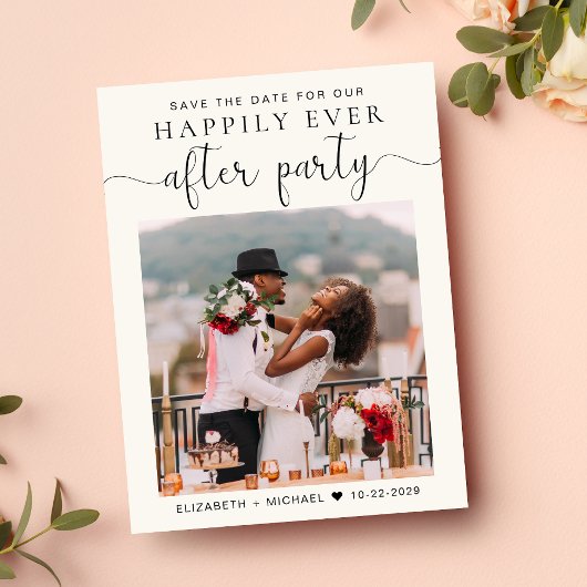 Carte Postale Faire-part Réception de mariage Photo Cream Enregistrer la da