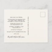 Carte Postale Faire-part Réception de mariage Photo Cream Enregistrer la da (Dos)