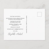 Carte Postale Faire-part Réception de mariage photo moderne, Enregistrez la (Dos)