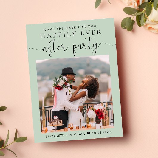 Carte Postale Faire-part Réception de mariage Photo QR Code Sage Enregistre