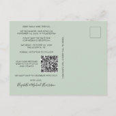 Carte Postale Faire-part Réception de mariage Photo QR Code Sage Enregistre (Dos)