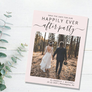Carte Postale Faire-part Réception de mariage rose Photo Enregistrer la dat