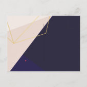 Carte Postale Faire-part Réception géométrique bleu marine et or rose (Dos)