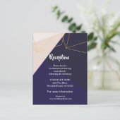 Carte Postale Faire-part Réception géométrique bleu marine et or rose (Debout devant)