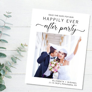 Carte Postale Faire-part Réception Mariage Photo Moderne Enregistrer La Dat