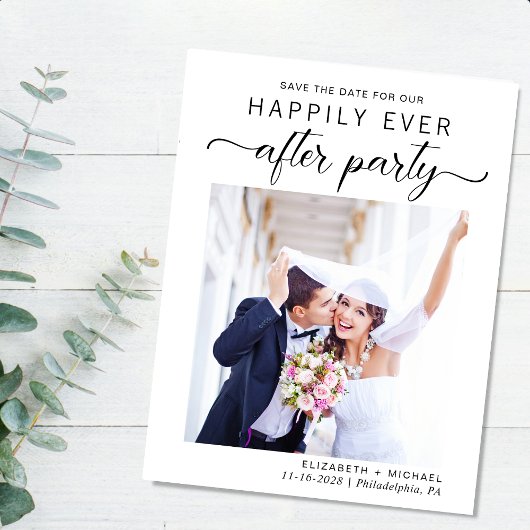 Carte Postale Faire-part Réception Mariage Photo Moderne Enregistrer La Dat