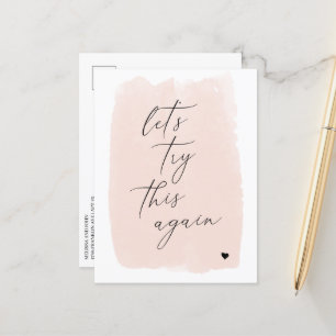Carte Postale Faire-part Recommençons Calligraphie Rose Pâle