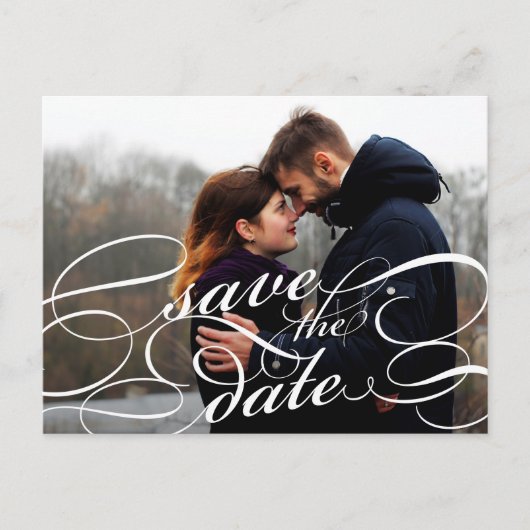 Carte Postale Faire-part Recouvrement de script classique Photo Enregistrer (Devant)