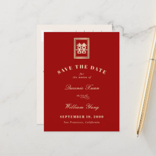 Carte Postale Faire-part Rectangle Classique Double Xi Chinois Enregistrer