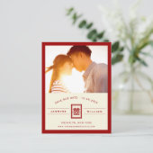 Carte Postale Faire-part Rectangle Double Bonheur Chinois Enregistrer La Da (Debout devant)