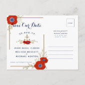 Carte Postale Faire-part Red Anemone Ancre nautique ❤️ budget Enregistrer l (Dos)