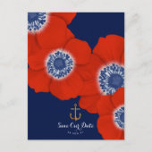 Carte Postale Faire-part Red Anemone Ancre nautique ❤️ budget Enregistrer l (Devant)