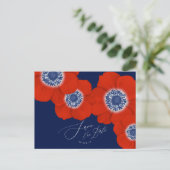 Carte Postale Faire-part Red Anemone Nautical Navy + Ancre Enregistrer la d (Debout devant)