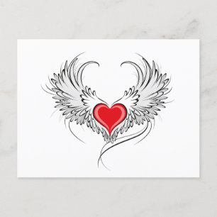Carte Postale Faire-part Red Angel Coeur avec ailes