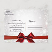 Carte Postale Faire-part Red Bow & Gold White Sparkle Holiday Enregistrer l (Dos)