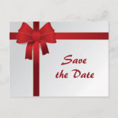 Carte Postale Faire-part Red Bows Winter Wedding Enregistrer la date (Devant)