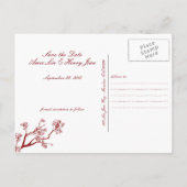 Carte Postale Faire-part Red Cherry Blossom Mariage oriental Enregistrer la (Dos)
