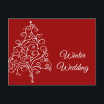 Carte Postale Faire-part Red Christmas Tree Winter Wedding Enregistrer la d<br><div class="desc">Annoncez vos nouveautés festives de décembre avec l'élégante Red Christmas Tree Winter Wedding Save the Date Annonce Postcard. La couleur de l'arrière - plan extérieur de la carte est également personnalisable pour que vous puissiez la modifier en fonction des couleurs de votre mariage, si vous le souhaitez. Cet élégant mariage...</div>