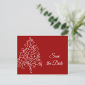 Carte Postale Faire-part Red Christmas Tree Winter Wedding Enregistrer la d (Debout devant)