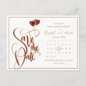 Carte Postale Faire-part Red Heart Glod 50e anniversaire Enregistrer la dat (Devant)