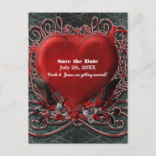 Carte Postale Faire-part Red Heart & Rose Gothique Valentine Enregistrer La