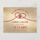 Carte Postale Faire-part Red Knot Double Bonheur Chinois Enregistrer La Dat (Devant)