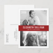 Carte Postale Faire-part Red Now and Then Class of 2022 Graduation (Devant / Derrière)