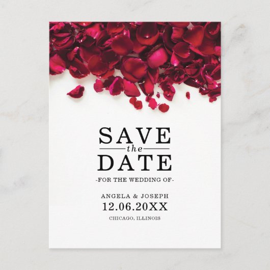Carte Postale Faire-part Red Rose Petals Mariage Enregistrer la date (Devant)