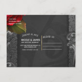 Carte Postale Faire-part Red Roses Ornate Mariage gothique Enregistrer la d (Dos)