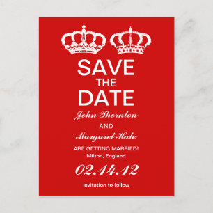 Carte Postale Faire-part Red Royal Couple Enregistrer la date
