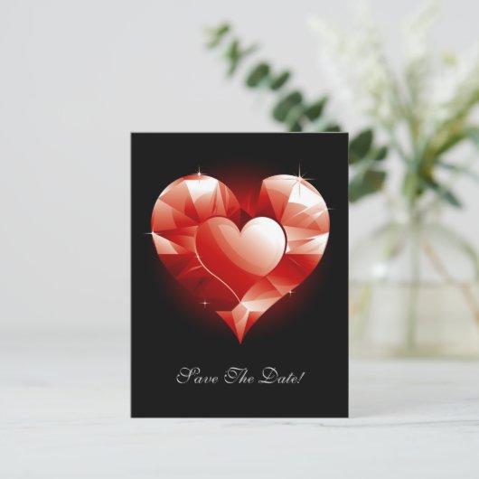 Carte Postale Faire-part Red Ruby Heart (Debout devant)