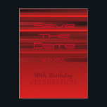 Carte Postale Faire-part Red Stripes 50th Birthday Save the Date Postcard<br><div class="desc">Des bandes horizontales rouges pour quelqu'un de flamboyant et dynamique environ 50 ans.</div>
