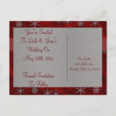 Carte Postale Faire-part Red Velour & Silver Snowflakes Économisez La Date  (Dos)