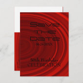 Carte Postale Faire-part Red Vortex 50th Birthday Enregistrer la date 2 (Devant / Derrière)