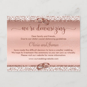 Carte Postale Faire-part Réduction de mariage Typographie tendance Rose Gol