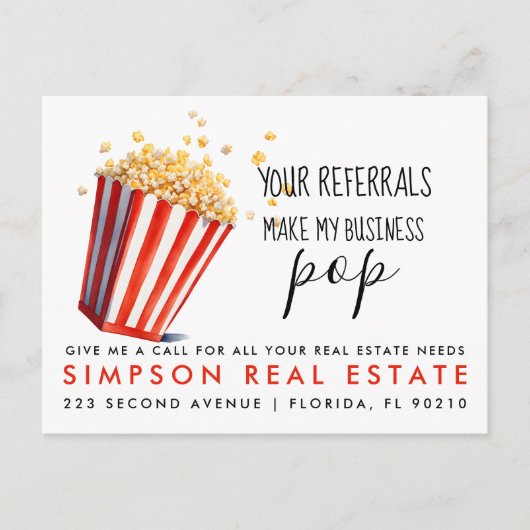 Carte Postale Faire-part Références client immobilier Popcorn (Devant)