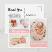 Carte Postale Faire-part Remerciement 4 Collage de Photos Naissance (Devant / Derrière)