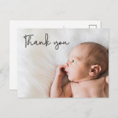 Carte Postale Faire-part Remerciement de baby shower avec photo de bébé per (Devant / Derrière)