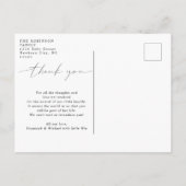 Carte Postale Faire-part Remerciement de bébé Douche Calligraphie moderne P (Dos)