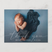 Carte Postale Faire-part Remerciement de bébé Douche Calligraphie moderne P (Devant)