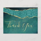 Carte Postale Faire-part Remerciement de mariage élégant en agate turquoise (Devant)