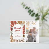 Carte Postale Faire-part Remerciement de mariage floral terracotta audacieu (Debout devant)