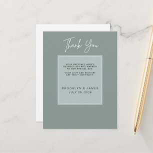Carte Postale Faire-part Remerciement de mariage Minimal Sage