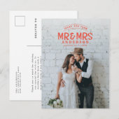 Carte Postale Faire-part Remerciement de mariage photo rustique (Devant / Derrière)